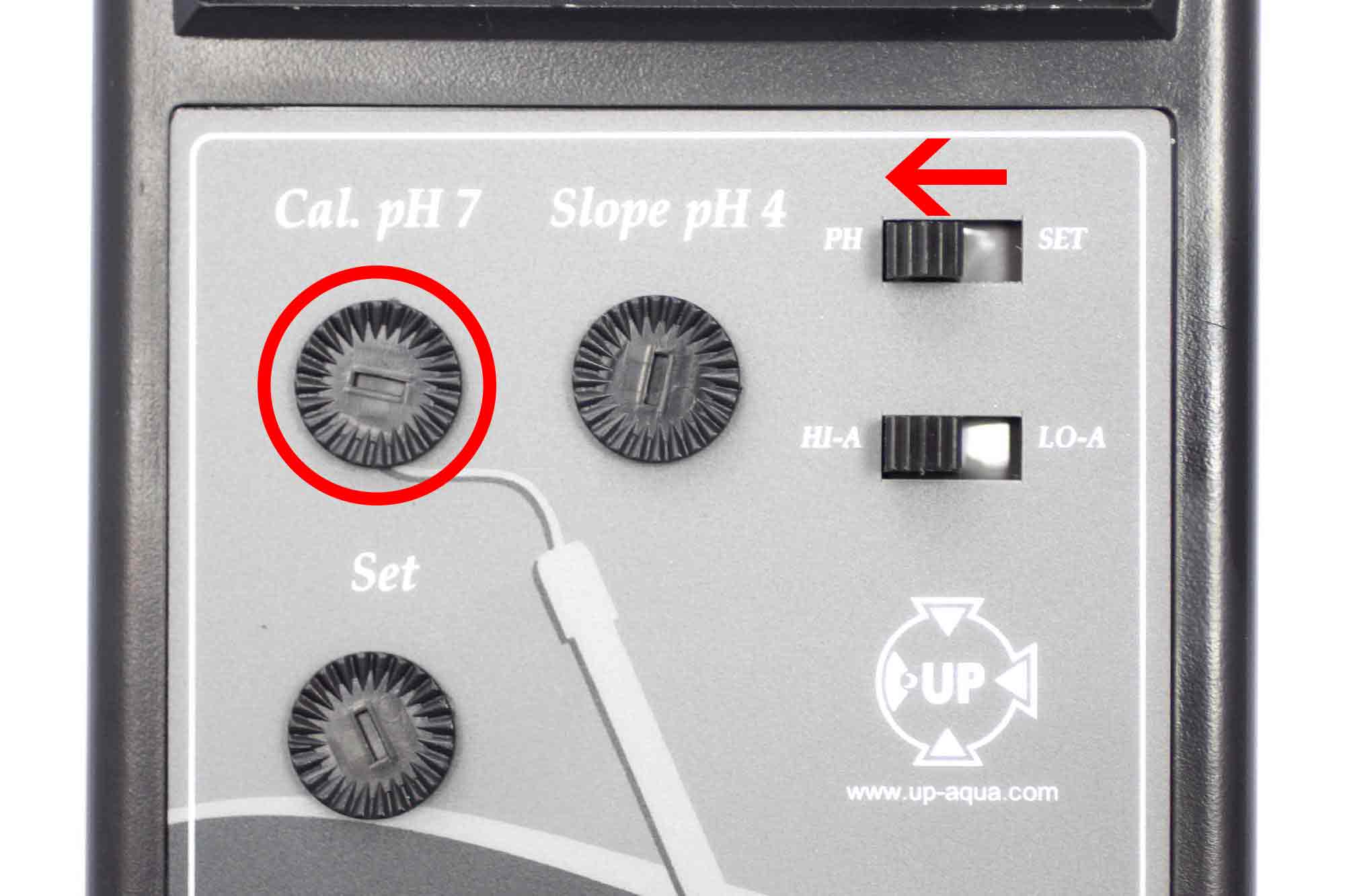 Einstellung der Steuereinheit auf pH 7
